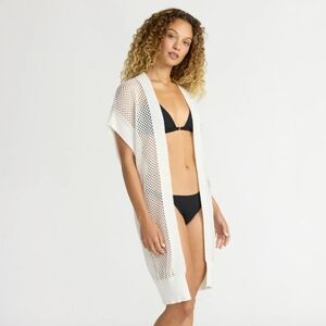 Time & Tru Ivory White Open Knit Crochet Ruana‎ XXL-XXXL  NWT